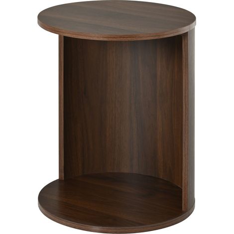 Table basse rangement forme ronde ensemble tabouret rangement intégré plateau en mdf aspect bois style moderne (1/5)