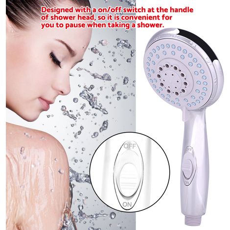 Pommeau de douche à main en plastique ABS, 5 modes de jet avec interrupteur, accessoire de salle de bain. (1/5)
