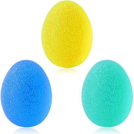 Lot de 3 Balles Anti-Stress - Marque - Boule de Dureté Différente - Réadaptation Main - Blanc (1/4)