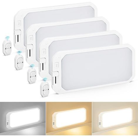 Set mit 4 12V-LED-Lampen, 1200 lm, 3 Farben, mit Fernbedienung, dimmbar von 3000 bis 6500 K, für die Innenausstattung von Wohnmobilen, Wohnwagen, Anhängern oder Booten. Ideal für Wohnwagen. (1/5)