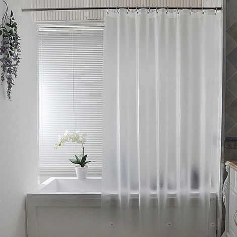 Rideau de douche 180 x 180 cm - Anti-moisissure - semi-transparents - PEVA - Avec 12 anneaux de rideau de douche Tissu imperméable et lavable (1/5)