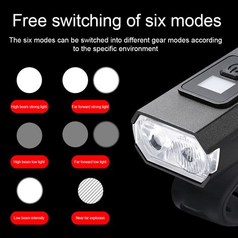 Éclairage vélo rechargeable, phare avant étanche, lampe torche LED ultra-lumineuse pour VTT et cyclisme nocturne. (1/5)