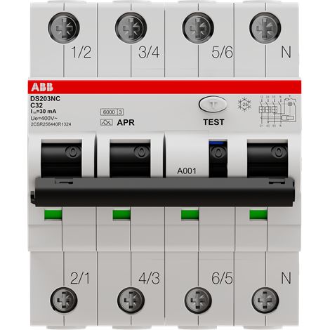 Disjoncteur diff. 3P+N droite 32A 10kA cbe C 30mA Type APR Immunisé 2CSR256440R1324 ABB S226112
