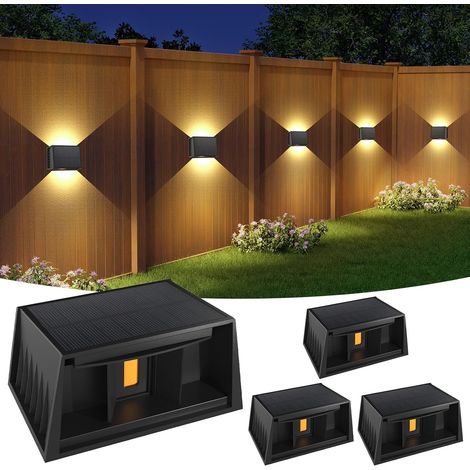 ZUMOLIR Applique Solaire Exterieur, Lampe Solaire Murale Extérieur Blanc Chaud, Applique Murale Solaire IP65 Étanche, Faisceau Réglable, Pour Mur Clôture Terrasse Jardin Escalie 4 Pièces (1/5)