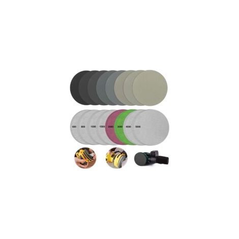 24 dischi abrasivi da 125 mm, dischi abrasivi rotondi, grana 600/800/1000/1500/2000/3000/4000/5000, carta vetrata a secco/umido, carta vetrata per metallo, legno, mobili, auto - Crezuo