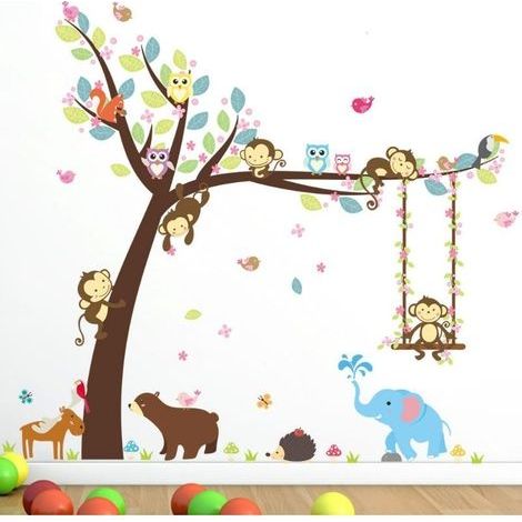 Animaux Autocollants Muraux Mural Stickers Chambre Enfants Bébé Garderie Salon (1/5)