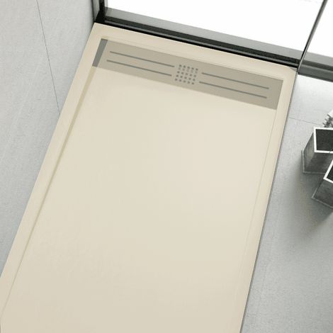 Plato de ducha resina ELITE crema  80x100cm rejilla acero inox.