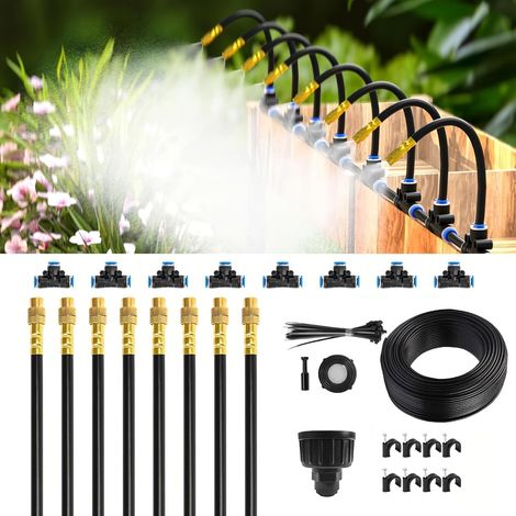 Kit d'irrigation goutte à goutte 10 m, arrosage automatique avec 8 buses en laiton réglables pour jardin et massifs (1/5)