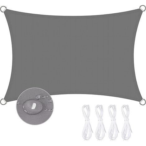 voile D'ombrage Impermable Rectangulaire 2 X 3m (gris)toile Ombrage 95% Une Protection Des Rayons Uv Pour Extrieur Terrasse Jardin Balcon (1/4)