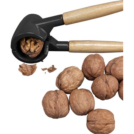 Casse-noix universel DURANDAL, à ressort très résistant, poignées en bois verni, casse les coquilles sans écraser les fruits (1/4)