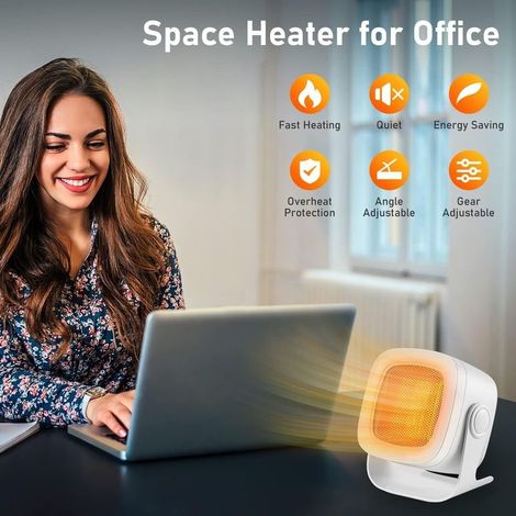 Heating auxiliary 1800W Quiet Heating Blowing Electric, Mini Radiator Blowing Ceramique Safe Heating Fast with Protection against the Overheating bathroom Home Bureau-Blanc (1/5)