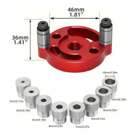NALOOKAMIC Gabarit de perçage pour tourillons, jeu de gabarits de perçage 3/4/5/6/7/8/9/10/10 mm, guide de perçage pour bois, outils de menuiserie, guide de perçage vertical