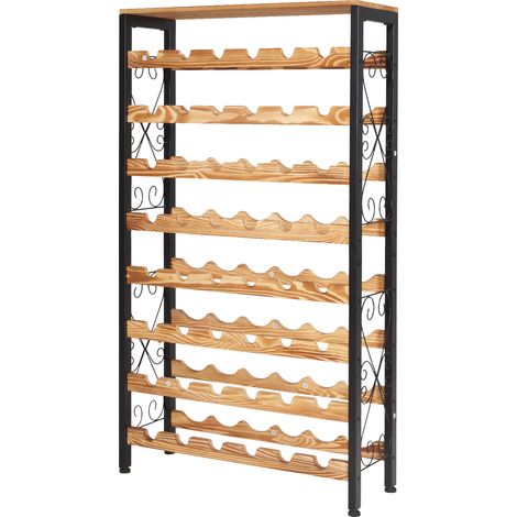 Mophorn Weinregal für 48 Flaschen, 8 Ebenen, freistehend mit 80 kg Tragkraft & verstellbaren Füßen, Flaschenhalter für Küche und Bar, Schwarz