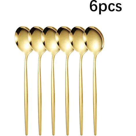 (6 cuillères à café) Couverts en acier inoxydable, comprenant une fourchette à steak, une cuillère à dessert et une fourchette à fruits. (1/4)