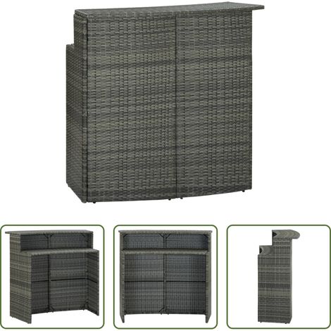 Gartentisch - Garten-Bartisch Grau 120x55x110 cm Poly Rattan (1/5)