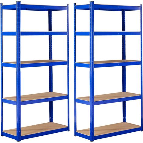 AREBOS Set of 2 Heavy Duty Shelving Cellar Shelving Boltless Shelving Storage Shelving Workshop Shelving Blue (1/5)