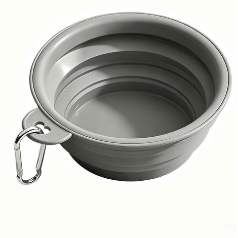 Comedero plegable para mascotas, bebedero de viaje de silicona gruesa con mosquetón, bebedero portátil para perros, 1 unidad (1/5)