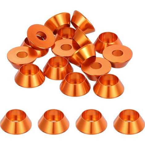 20 Pièces Rondelles à Tête Fraisée, Rondelles de Tasse M5 x 14 mm, Rondelle Fraisée, Rondelle Boulon En Aluminium Pour vis à tête, tige filetée, Accessoires Mécaniques, Orange (1/5)