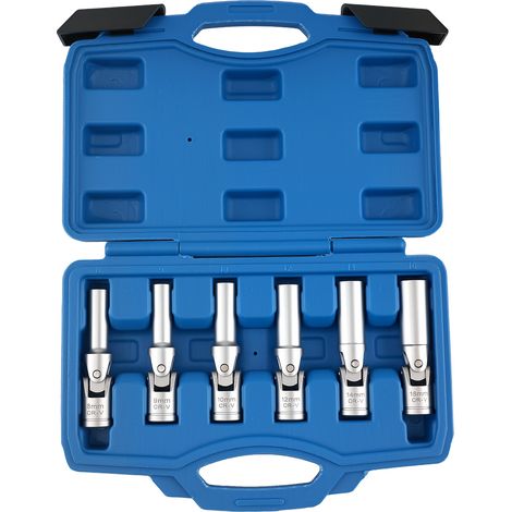 Chrome Steel Glow Plug Socket Set for Engine Service 8-16mm 3/8" Drive with Case (1/5)