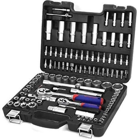 Coffret de Douilles - WORKPRO - 108 pièces - Acier Cr-V - Clés à Cliquet 1/2 et 1/4 - Usage Polyvalent