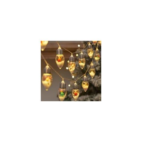 Guirlande lumineuse de Noël à LED 3M avec 20 ampoules Edison incassables, à piles, télécommande et minuterie pour chambre, porche, jardin, fête, décoration de Noël.