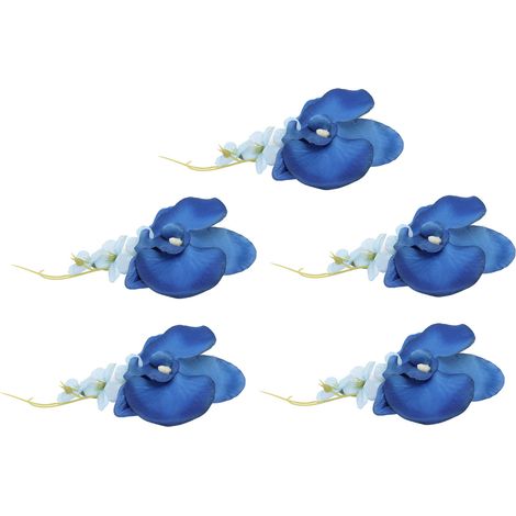 5 Pièces Boutonnière Élégante Homme Mariage Fleur Artificielle Bleue Réaliste Réutilisable Broche (1/5)