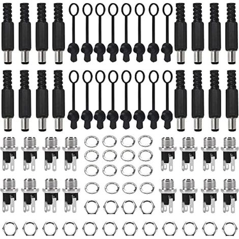 80 Pièces CC Connecteurs à Souder Adaptateurs 5.5 x 2.1 mm & 5.5 x 2.5 mm, Prise Jack Mâle + Douilles Femelle, avec Capuchon en Caoutchouc, pour Audio/Vidéo/Téléphone/CCTV (1/4)