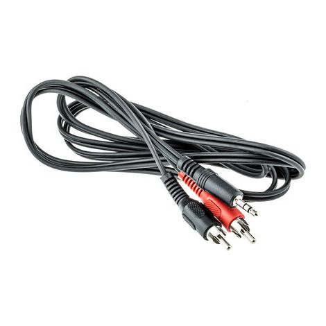 Rs Pro – Câble RCA mâle x 2 – Fiche jack stéréo 3,5 – Longueur 1m – Couleur noir pour connexion audio professionnelle