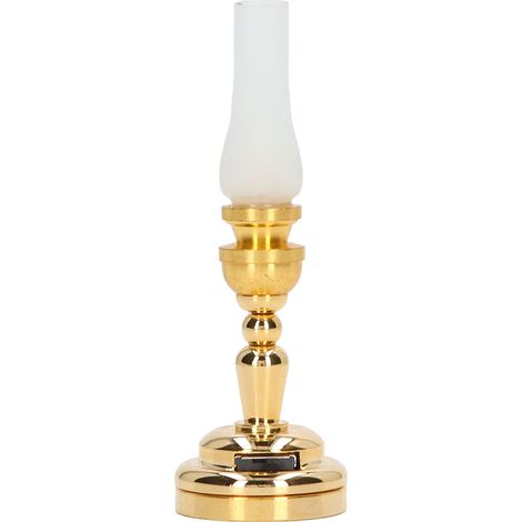 Lampe de bureau pour maison de poupée 1:12, LED en métal réaliste, Mini abat-jour rétro givré pour la décoration (1/5)
