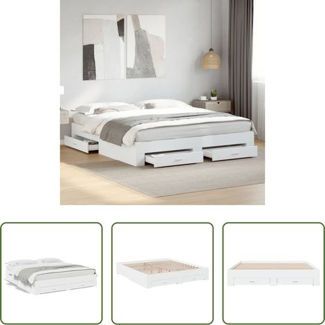 Schubladenbett - Bettgestell mit Schubladen Weiß 180x200 cm Holzwerkstoff (1/5)