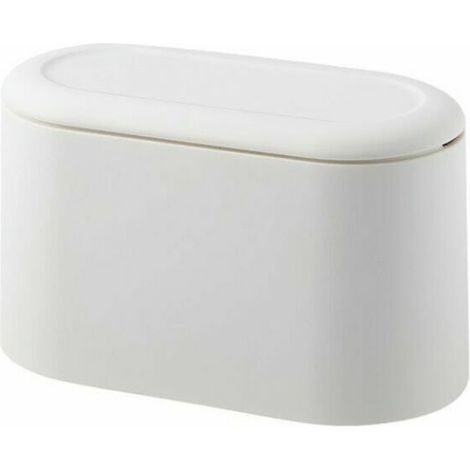 Couvercle De Presse Poubelle Rubbish Dustbin Push Trash Can Table Poubelle Blanche Mini Corbeille De Comptoir Petite Poubelle De Table Pour Cuisine Salle De Bain Bureau Lit Anti-Odeur
