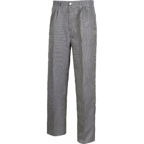 Pantalón unisex en tejido pata de gallo con cintura elástica WORKTEAM B1426 58 Blanco+Negro (1/3)