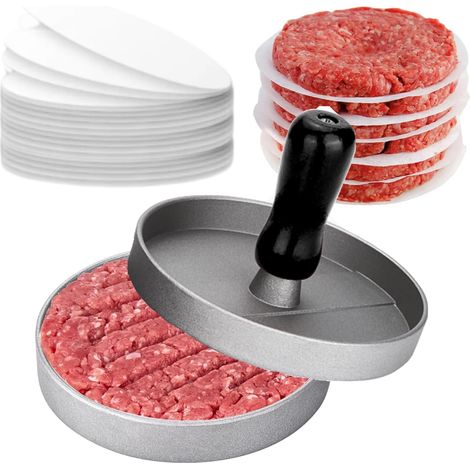 Presse à hamburger avec 100 disques de cire – Machine à hamburger en aluminium anti-adhésif – Presse à hamburger pour faire des hamburgers (1/5)