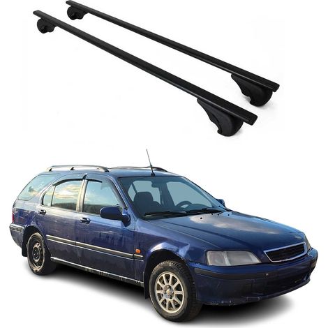 OMAC Barres de toit pour Honda Civic mk6 Break 1996-2000 – TÜV / DIN 75302:2019 – Antivol inclus – Charge max 75 kg – 2 barres Noir (1/4)