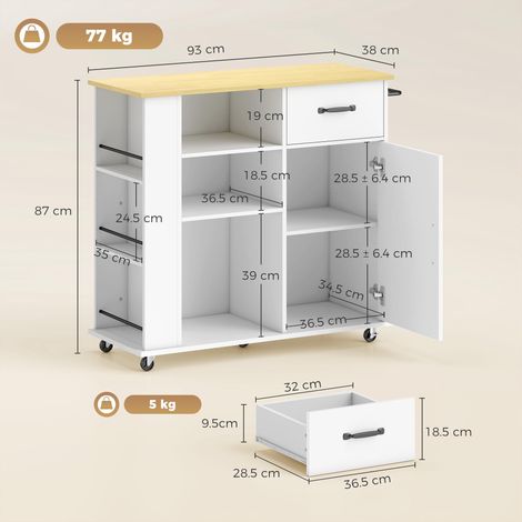 Meuble de cuisine blanc avec tiroir, placard et étagère réglable, idéal pour optimiser le rangement et illuminer la pièce avec un style sobre et fonctionnel. (1/5)