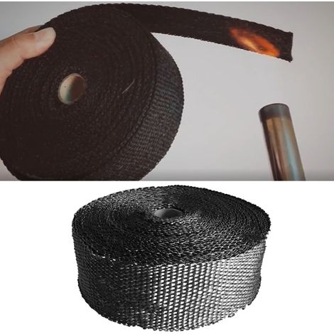 5 m hitzebeständiges Isolierband für Motorradauspuffrohre, Glasfaser-Isolierband, Rohrschutz, für Autos, ATVs, Karts und Crossfahrzeuge, hochtemperaturbeständig (1/5)