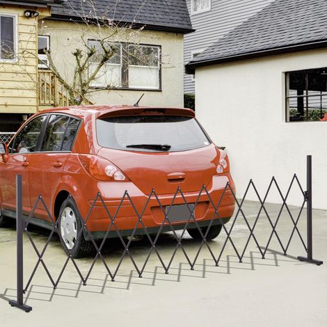 Outsunny Scherengitter Absperrgitter Scherensperre ausziehbar 35-300cm Garten Alu Braun H103,5cm