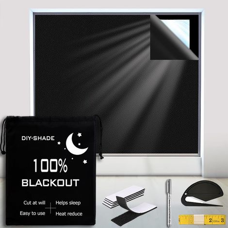 Rideau de fenêtre portable occultant 100% – anti-UV – usage domestique et voyage – facile à installer (Noir enduit noir - 145×200 cm)