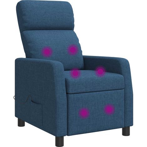 Massage Recliner Blue Fabric vidaXL