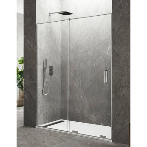 Porta doccia scorrevole 1+1 CIRENE (KENNA) 140 cm Profilo Cromo Barra Parallela