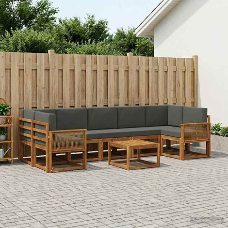 vidaXL Outdoor-Sofagarnitur 8 pcs Natur und Anthrazit Polyester (1/5)