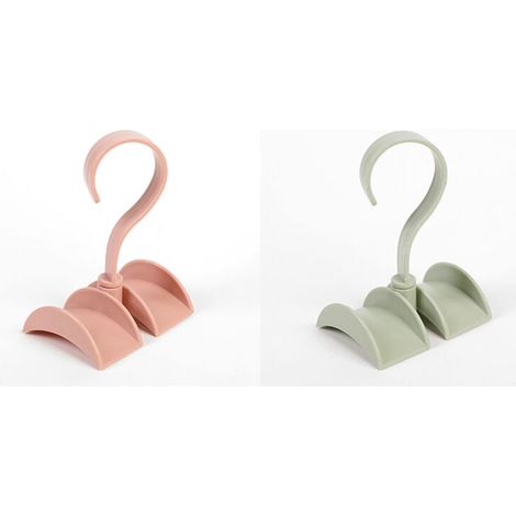 Set mit 2 Hängehaken für Hände, Gürtel, Schals, Tücher, Grün/Rosa, drehbarer Kleidertaschenhalter