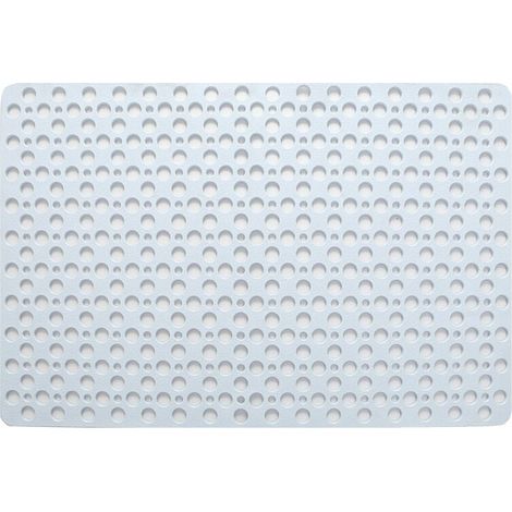 Alfombrilla de ducha antideslizante antibacteriana de 43 x 75 cm, resistente al moho y lavable a máquina, para ducha o bañera, con orificio redondo blanco. (1/5)