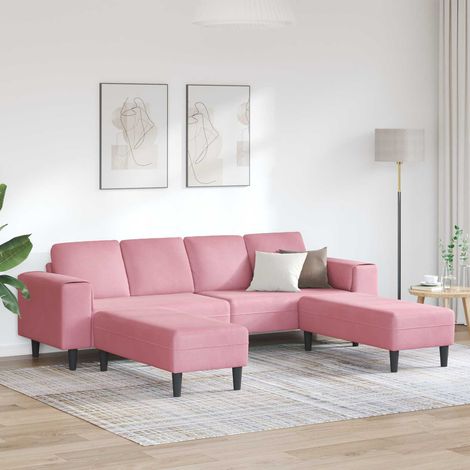 vidaXL Wohnzimmer Couch 3 pcs Rosa 250 x 188 x 76 cm (1/5)