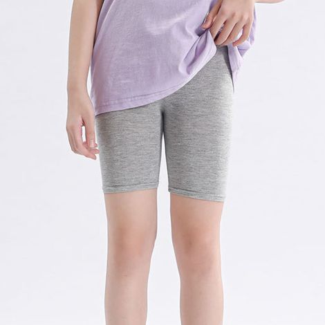 Short de cyclisme pour bébé fille, coupe ajustée, haute élasticité, fin, gris, taille 110 (100-110 cm / 39,4-43,3 pouces). (1/5)