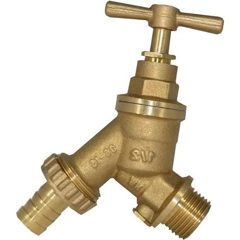 Robinet de jardin extérieur - 1,27 cm - En laiton - Fixation murale - Robinet d'eau extérieur robuste pour tuyau d'arrosage, lavage de voiture et irrigation (1/5)