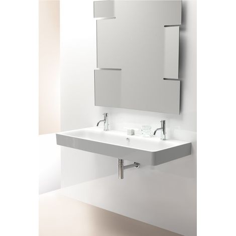 SAND lavabo en céramique 120x50 cm, 2 trous, blanc ExtraGlaze