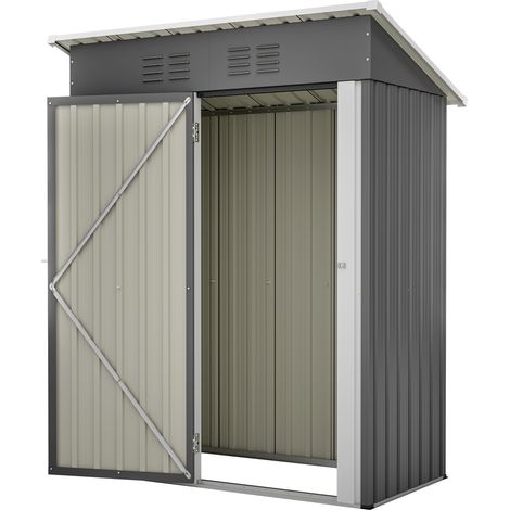 Geworzi Metall Gartenhaus 3'x5' Geräteschuppen mit abschließbarer Tür, Werkzeugaufbewahrung für Hinterhof und Terrasse Grau