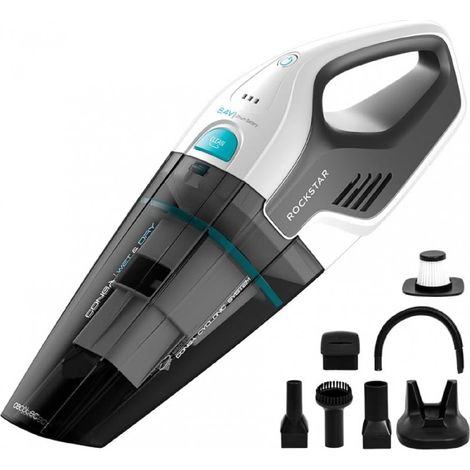 Cecotec Aspirador de Mano sin Cable Conga Rockstar Hand 8,4V. 50 W, Sin Bolsa, Sólidos y Líquidos, Autonomía 20 mins