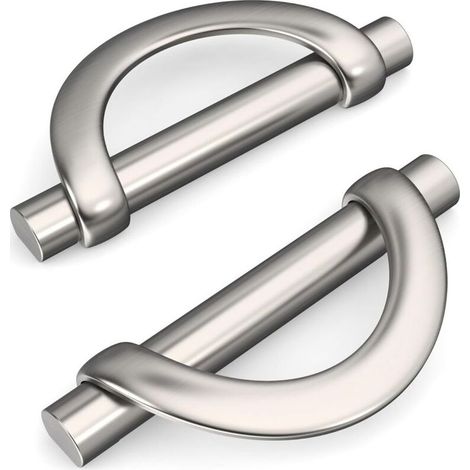 Poignée de meuble de cuisine argentée, 2 pièces, avec vis, en alliage de zinc, idéale pour les bureaux et les tiroirs, espacement des trous : 96 mm (1/4)